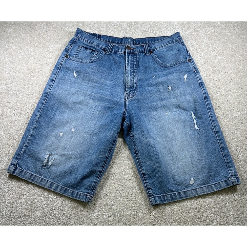Flypaper Mens Size 36 Baggy Distressed Blue‎ Jean Shorts Denim Skater